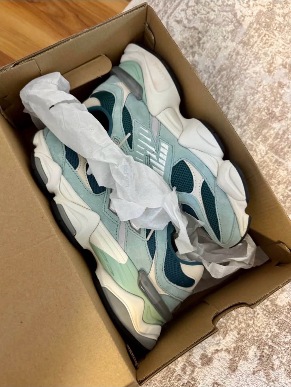 New Balance Women's Mint Teal Cream Running Sneakers - Picture 9 of 9